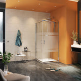 Mampara de ducha Esquina 2 fijos + 2 puertas correderas. Serigrafía Galones. Antical. (Concept Series)