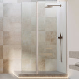 Mampara de ducha fija con panel abatible. Antical. 6mm