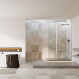 Mampara de ducha fija con panel abatible. Antical. 6mm