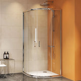 Mampara de ducha semicircular 2 fijos + 2 puertas correderas. Cristal Transparente. (Concept Series)