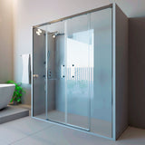 Mampara de ducha frontal 2 fijos + 2 puertas correderas. Sin perfil inferior. Transparente. Antical. (Privilege Series)