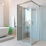 Mampara de ducha en esquina 2 fijos + 2 puertas correderas. Sin perfil inferior. Transparente. Antical (Privilege Series)