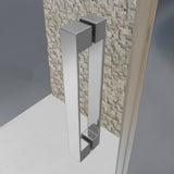 Mampara de ducha frontal 2 fijos + 2 puertas correderas. Sin perfil inferior. Serigrafía Galones. Antical. (Privilege Series)