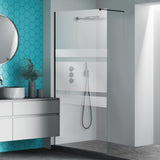 Mampara de ducha fija 8 mm. Serigrafía Galones. Black. Antical.