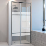 Mampara de ducha Frontal 1 Fijo + 1 Puerta Corredera. Sin Perfil Inferior. Serigrafía Galones. Antical (ONE SERIES).