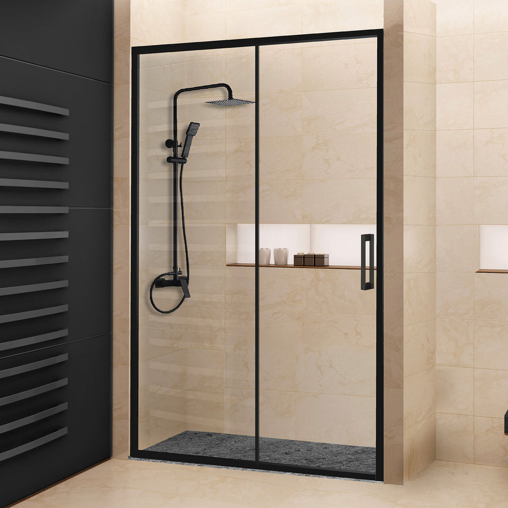 Mampara de ducha Frontal 1 fijo + 1 puerta corredera. Transparente. An –  Akuova