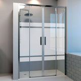 Mampara de ducha Frontal 2 fijos + 2 puertas correderas. Serigrafía Galones. Antical. (ONE SERIES)