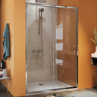 Mampara de ducha Frontal 1 fijo + 1 puerta corredera. Transparente. Antical. (CONCEPT SERIES).